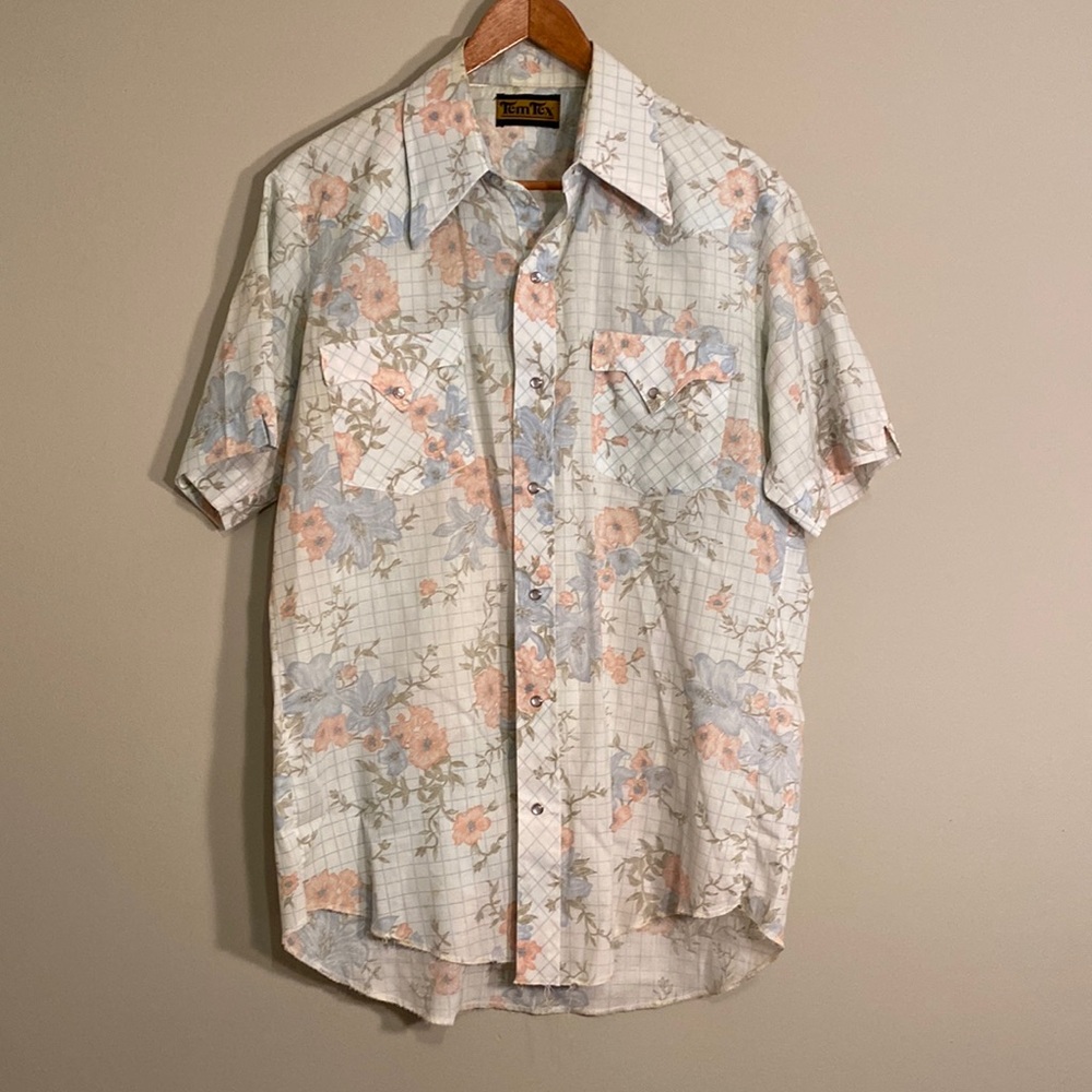 TemTex 70’s vintage western Pearl button down short sleeve.